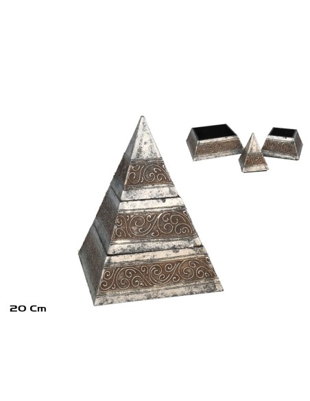 CAJA PIRAMIDE 20 CM PLATA