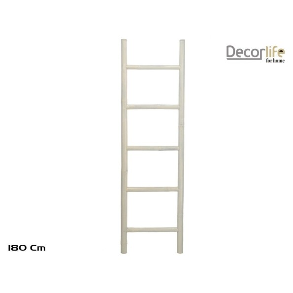 ESCALERA BAMBU 180 CM BLANCO