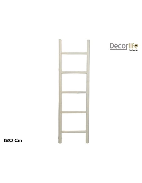 ESCALERA BAMBU 180 CM BLANCO