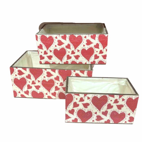 CAJA RECTANGULAR S/3 P22X12 H11-GR30X20H13 DECORACION CORAZON