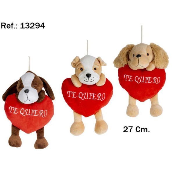 PERROS CORAZON PIERNAS TE QUIERO 27CM. 3 SURTIDOS