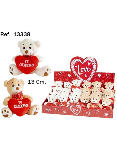 OSITO CORAZON TE QUIERO 13CM. 2 COL.