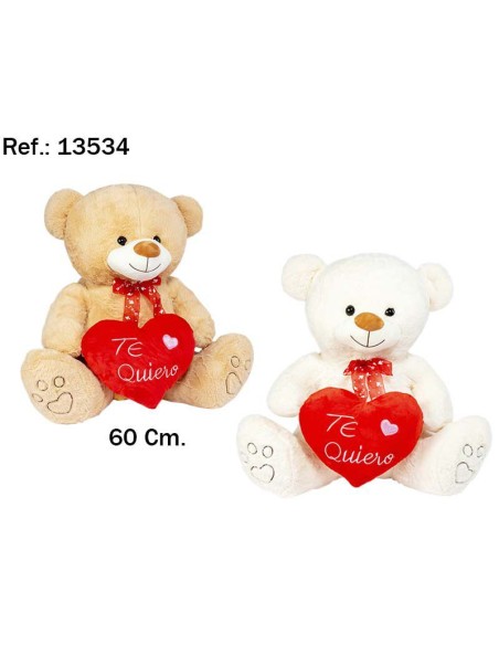 OSO CORAZON TE QUIERO ROSA 60CM 2 COLORES