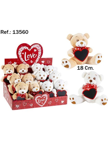 OSITO 2 COLORES PIZARRA CORAZON 18CM.