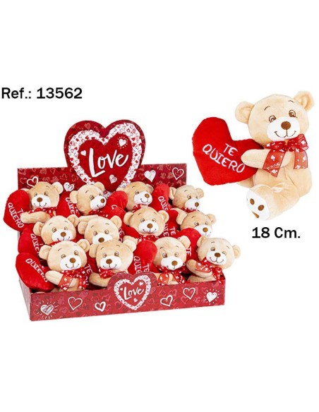 OSITO CORAZON DE LADO TE QUIERO 18CM.