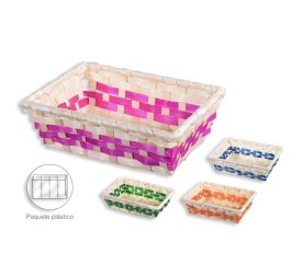 CESTO BAMBU RECTANGULAR CENEFA COLORES 20x14x6cm