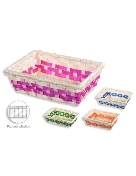 CESTO BAMBU RECTANGULAR CENEFA COLORES 20x14x6cm