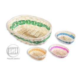 CESTO BAMBU OVALADO CENEFA COLORES 20x14x6cm