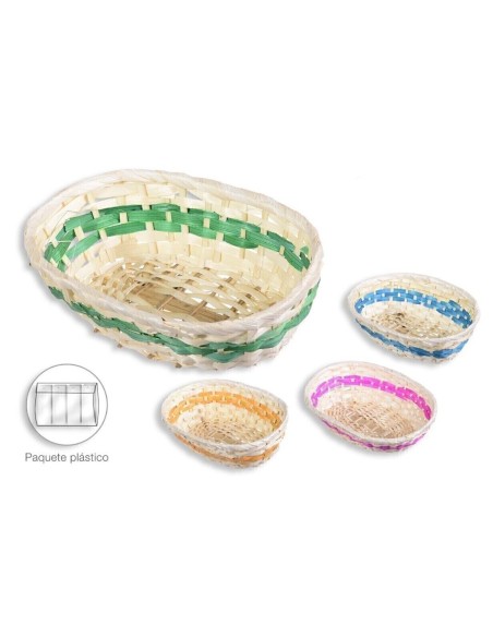 CESTO BAMBU OVALADO CENEFA COLORES 20x14x6cm