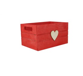 CAJÓN DE MADERA 21X15X11  ROJO CORAZON NATURAL