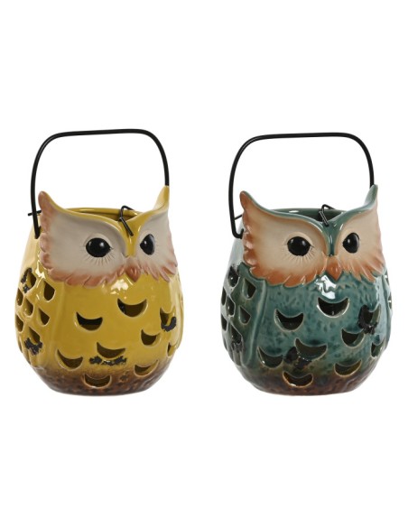 FAROLA PORCELANA METAL 12X12X15 BUHO 2 SURT.