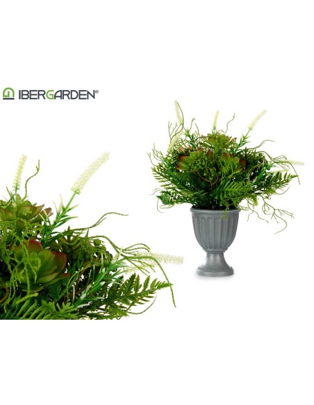 COPA PLASTICO CLASICA CON PLANTAS VERDE 34x34x39,5