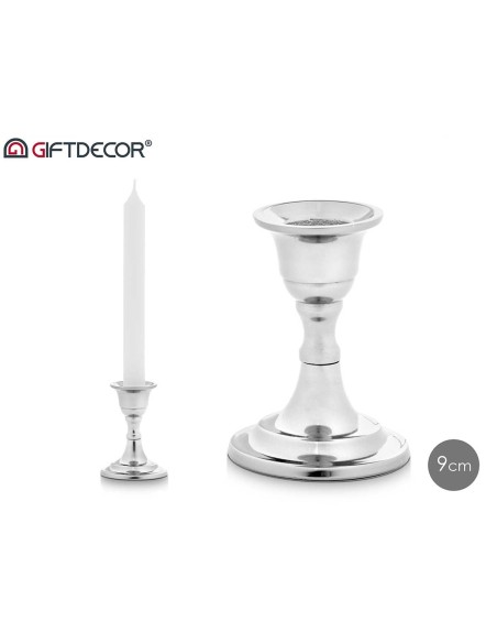 CANDELABRO SENCILLO PLATEADO 9CM