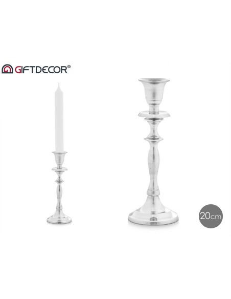 CANDELABRO MEDIANO PLATEADO 20CM