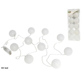 GUIRNALDA 10 LED BOLAS 6 CM BLANCA