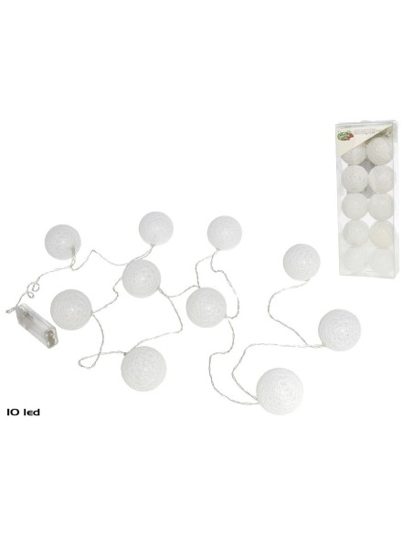 GUIRNALDA 10 LED BOLAS 6 CM BLANCA