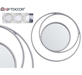 SET 3 ESPEJOS PLASTICO ABSTRACTO REDONDO PLATEADO