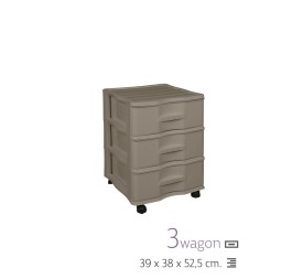 LOTE 3 CAJONERAS WAGON C/Ruedas MARRON