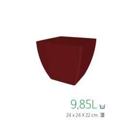 MACETA CUADRADA 24 CM ROJO