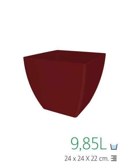 MACETA CUADRADA 24 CM ROJO
