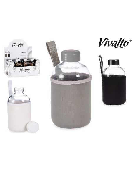 BOTELLA CRISTAL NEOPRENO 600ML 3 PZS SURT COL OSC