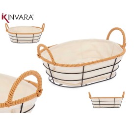 CESTA ASAS METAL OVALADA 19,5x28,5x14 cm.