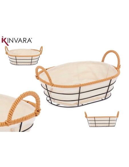CESTA ASAS METAL OVALADA 19,5x28,5x14 cm.