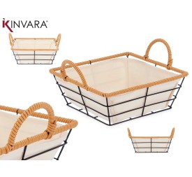 CESTA ASAS METAL CUADRADA 21,7x26X14 cm.