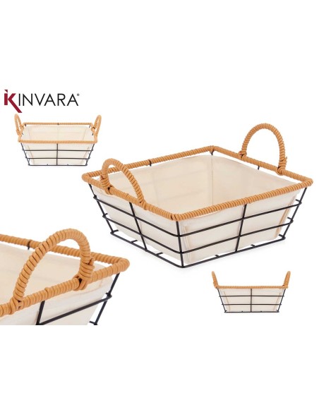 CESTA ASAS METAL CUADRADA 21,7x26X14 cm.