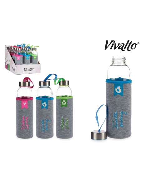 BOTELLA NEOPRENO CRISTAL COL ETIQUETA 500ML SURT 3