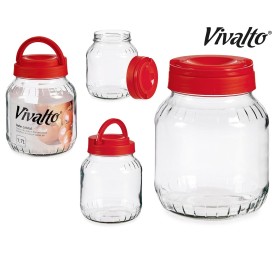 BOTE VIDRIO 1,7L TAPA ROJA 13,5x13,5x17,5 cm.