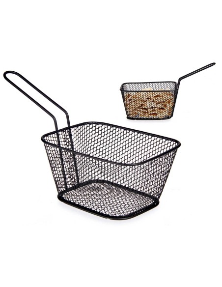 CESTA CON ASA ACERO NEGRO11,5 x 23 x 12,5 cm.