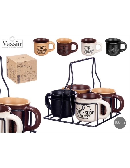 SET 4 TAZAS CAFE 100 ML ASA SURT 4 COLORES