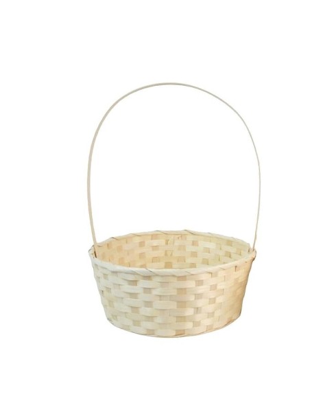 CESTA C/ASA BAMBU NATURAL REDONDA L22x22x9 cm.