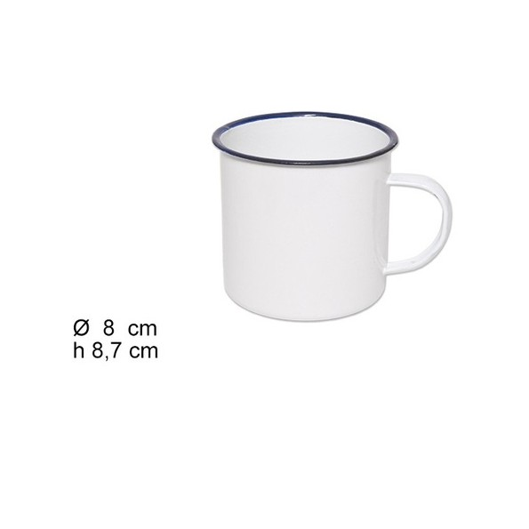 TAZA LATÓN ESMALTADA BLANCA 8 CM