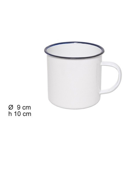 TAZA LATÓN ESMALTADA BLANCA 9 CM