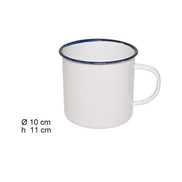 TAZA LATÓN ESMALTADA BLANCA 10 CM