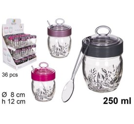 BOTE CRISTAL CON CUCHARA 250 ML
