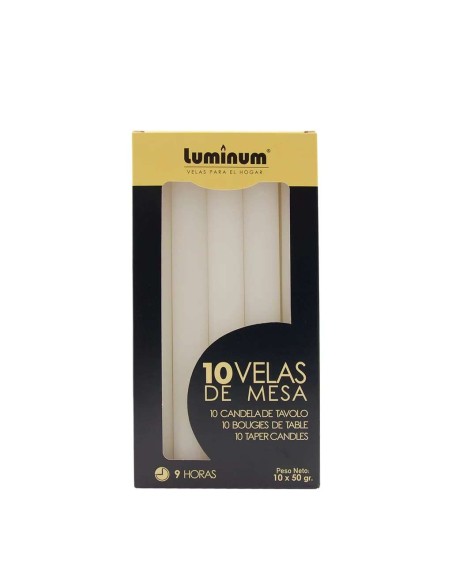 ESTUCHE 10 VELAS CIL. BLANCAS LUMINUN