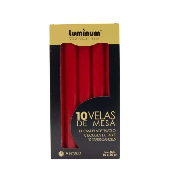 ESTUCHE 10 VELAS CIL. ROJO LUMINIUM