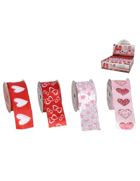 CINTA CORAZONES 40MM X 2,7 METROS 4 SURTIDOS
