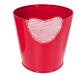 CUBO METAL CORAZON ROJO D.12,5H11,5