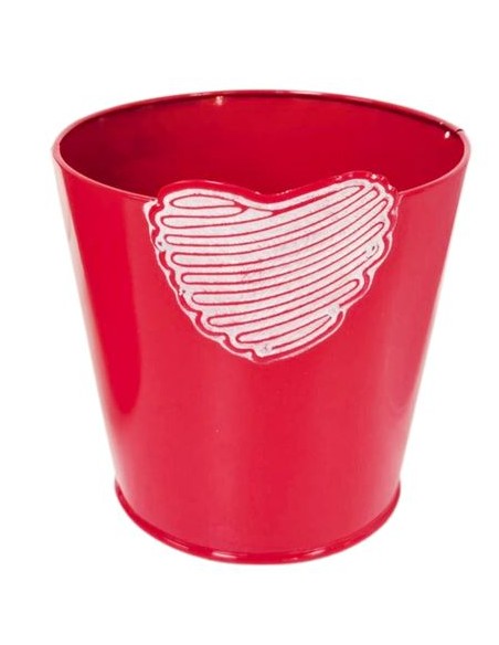 CUBO METAL CORAZON ROJO D.12,5H11,5