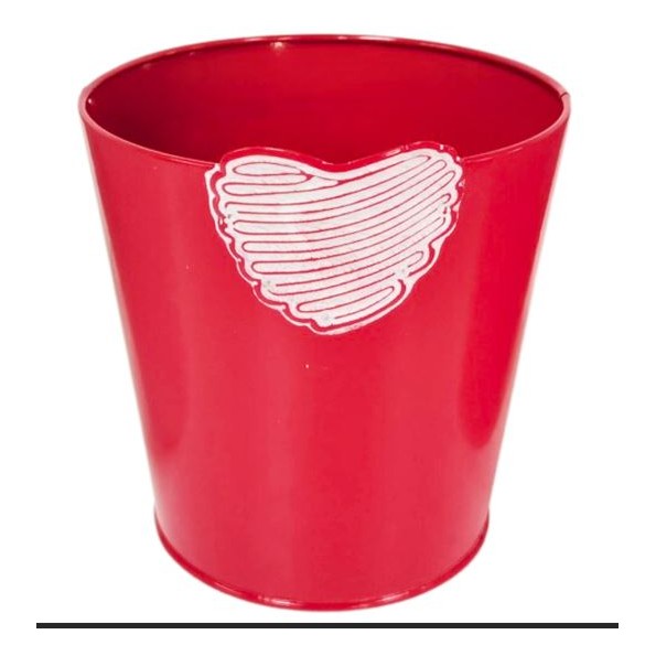 CUBO METAL CORAZON ROJO D.14,5H14