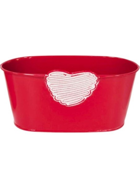 JARDINERA METAL CORAZON ROJO 2 COL. 19X10H7,5