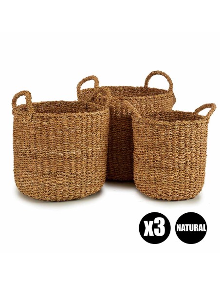 SET 3 CESTOS ESPARTO ABOMBADO ASA