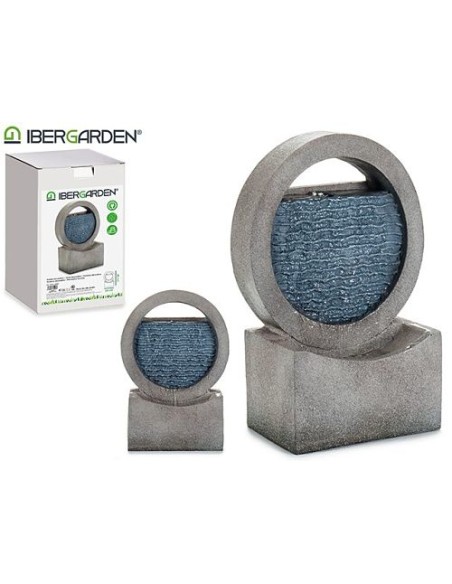 FUENTE CASCADA CIRCULAR GRIS Y AZUL