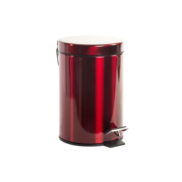PAPELERA INOX 17X22X25 3L. PEDAL METALIZADO ROJO