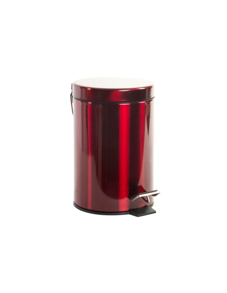 PAPELERA INOX 17X22X25 3L. PEDAL METALIZADO ROJO