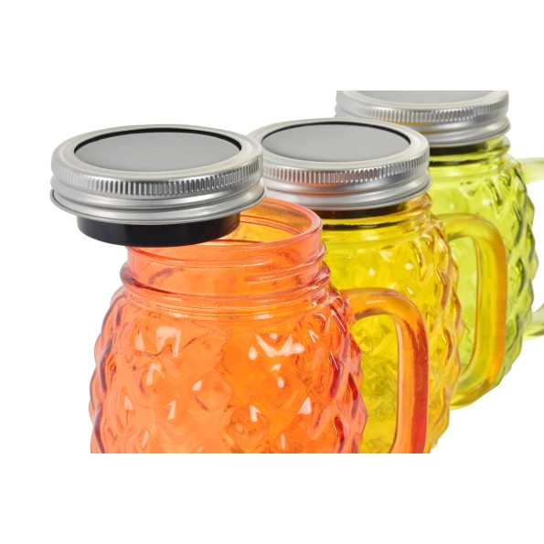 JARRA LED CRISTAL 13X10X13 5LEDS SOLAR 3 SURT.